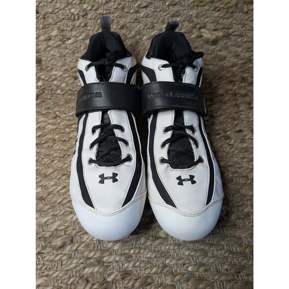 Under Armour Metal Mid Football Cleats Athletic Shoes Men's Size 11 White Black - Picture 2 of 8